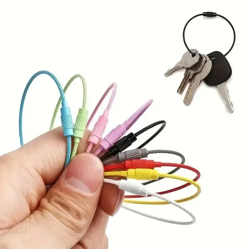 réinitialisation d'étiquette de bagage en fil d'acier inoxydable coloré, durable, facile à installer, parfait pour le voyage et les déchets, 10 pièces