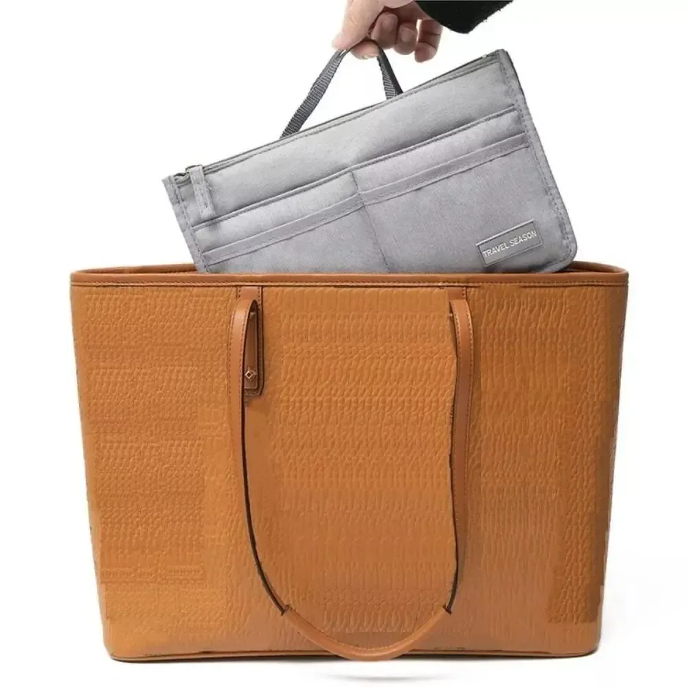trousse de toilette de voyage portable en polyester, grande capacité, double fermeture éclair, sac cosmétique, organisateur de sac, sac d'insertion étanche