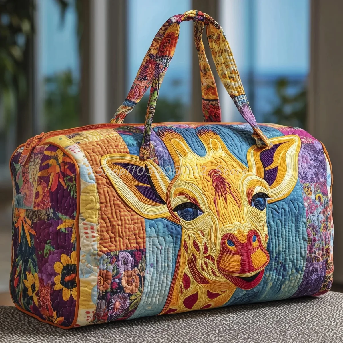  sac de voyage matelassé à imprimé girafe de dessin animé pour femmes et hommes, sac fourre-tout de week-end pour l'extérieur 