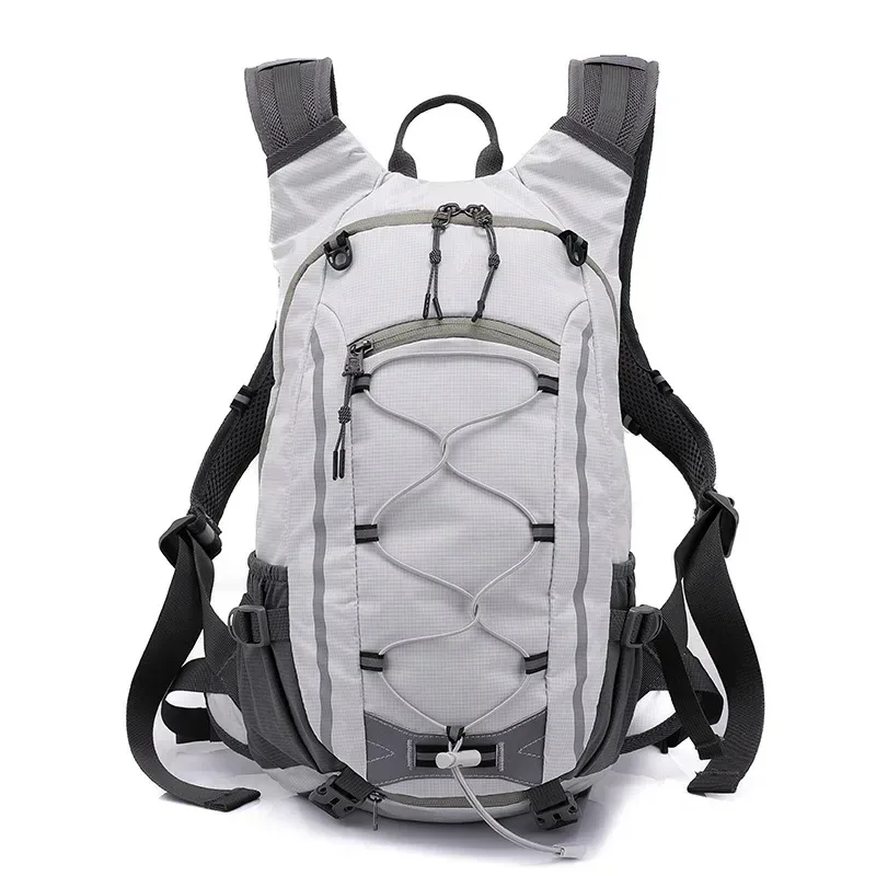 sac dos nylon jaune vif accents gris poche latérale smartphone visibilité nocturne bandoulière arquée imperméable polyester poche intérieure fendue