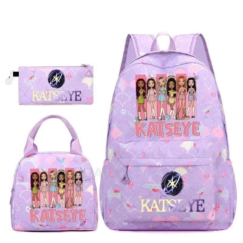 sac à dos amusant katseye, imperméable, grande capacité, pour ordinateur portable, sac d'école, pour femmes et hommes, motif dessin animé, sac de voyage, ensemble de 3 pièces.