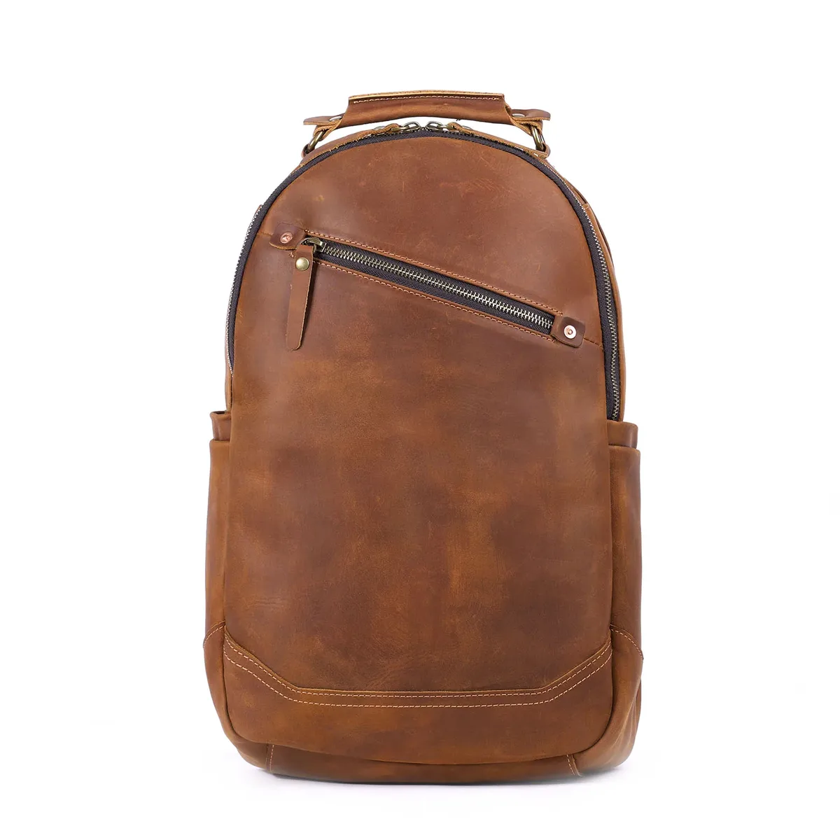 sac à dos vintage fait main en cuir pleine fleur pour homme, sac à bandoulière pour ordinateur portable en cuir crazy horse, sac d'école tendance pour homme
