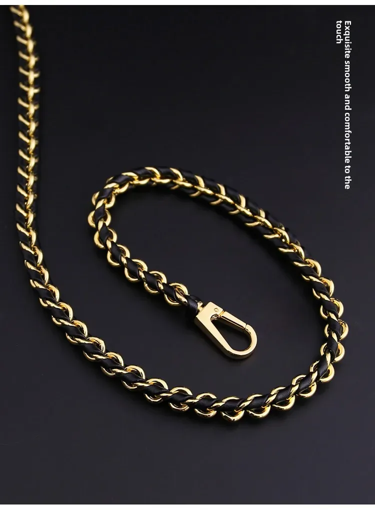 chaîne cuir tressée maillons dorés cuivrés bandoulière sangle sac modification sac largeur 1cm voyage sécurité robuste