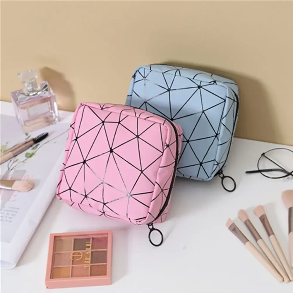 sac de rangement multifonction pour serviettes hygiéniques, motif losange, sacs de maquillage, support de poudres