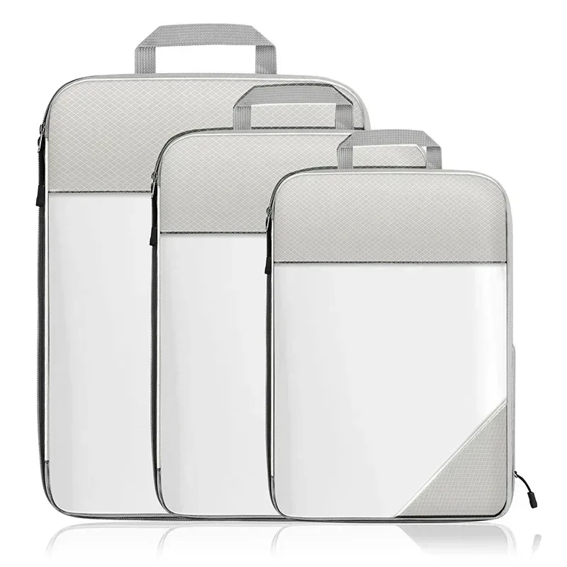sac de rangement semi-transparent tup pliable et étanche pour voyage, ensemble de sacs de rangement portables pour bagages, matériau en nylon du menton continental