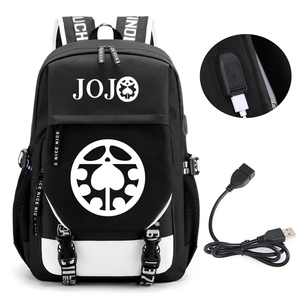 anime jojo bizarre adventure kira sac à dos école livre sacs mochila voyage usb port sac ordinateur portable garçon filles sac à dos