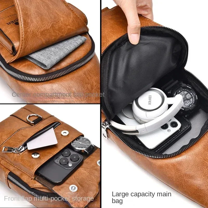 nouveauté 2026 : sacs messager tendance pour hommes, grande capacité, sacs de poitrine de luxe de créateur, sacs à dos rétro à bandoulière unique