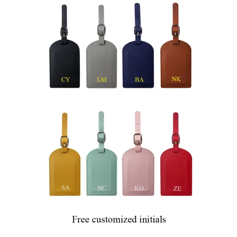 étiquette bagage cuir apparent multicolore personnalisable initialiales dorées sécurité ceinture cuir attachée usage voyage
