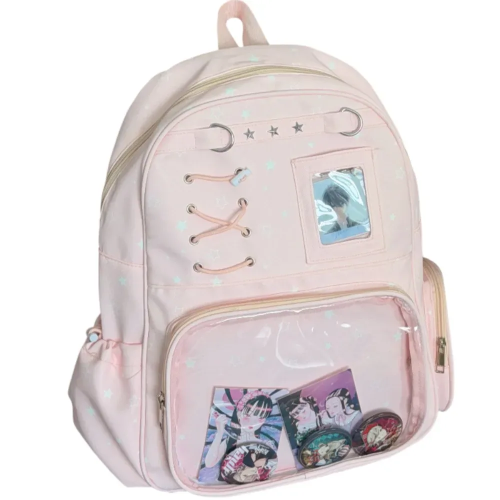 sac à dos transparent à imprimé étoiles, style lolita, itabag transparent, imprimé, avec plusieurs poches, pour usage quotidien.
