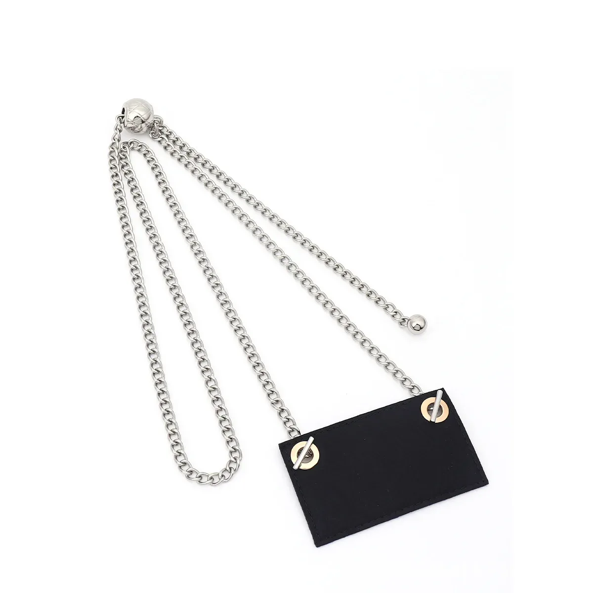chaîne métallique maillons noir doré pochette cuir compacte fermoirs dorés accessoire voyage remplacement sacoche identification documents travail