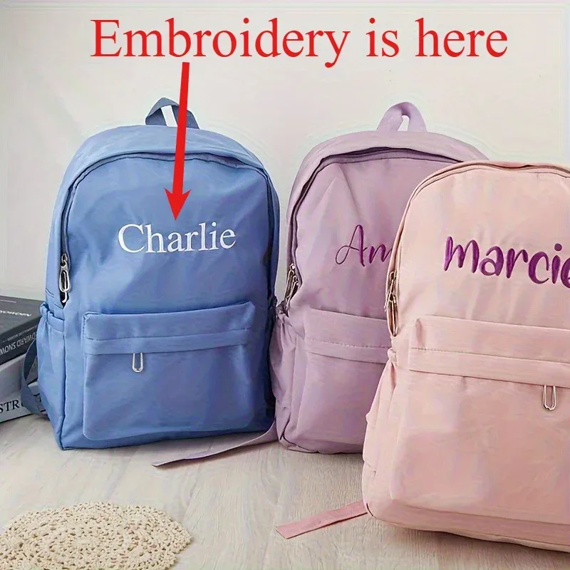 sac à dos en nylon personnalisé avec nom personnalisé, sac pratique léger, cadeau idéal pour la saison scolaire, utilisation quotidienne, activités de plein air