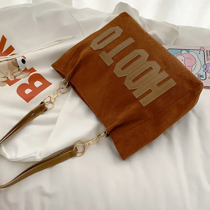sac à bandoulière de couleur unie, sac fourre-tout avec lettres tendance, sac à main de campus en toile pour femmes, bureau, collège, travail, sacs à main de voyage bolsa