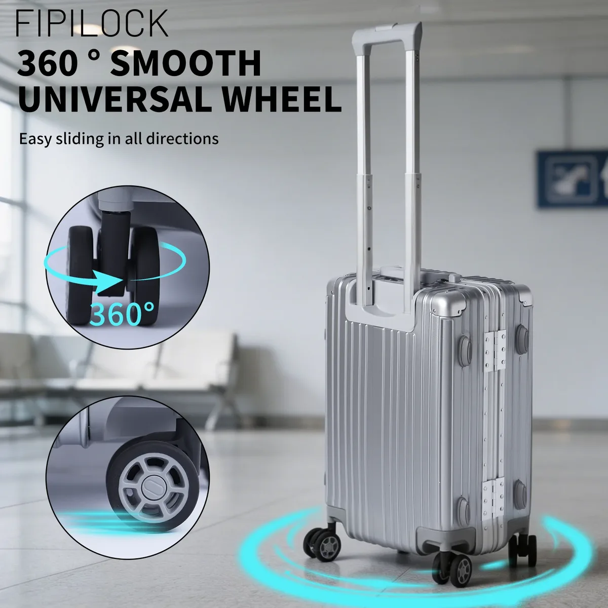 valise fipilock 20 pour voyage avec déverrouillage intelligent par empreinte digitale, antivol et anti-effraction, haute qualité, étanche.