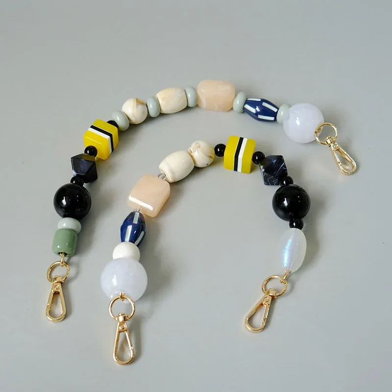 pièces d'accessoires de sac pour femmes, perles colorées en résine, bracelet décroissant pour les mains, sangle de coque de téléphone, poignée de remplacement, nouveau