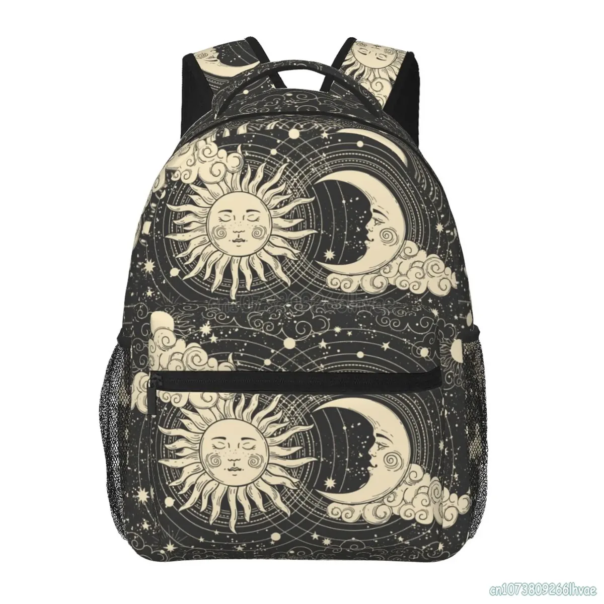 sac à dos de voyage souple unisexe, motif céleste, soleil et lune, sacs à dos gothiques mystiques, cartable pour étudiants
