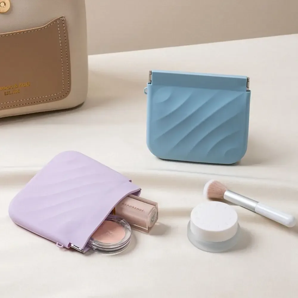mini sac cosmétique simple en silicone, trousse de maquillage, accessoires de voyage, porte-monnaie, sac de rangement, sac de rangement pour bijoux, sac à ressort en forme de feuille, pour filles