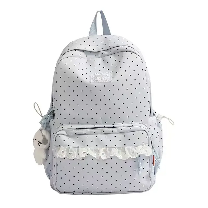 sac à dos coréen style collège à pois, esthétique, pour collège, voyage, double bandoulière, style ballet doux, petit sac à dos pour fille