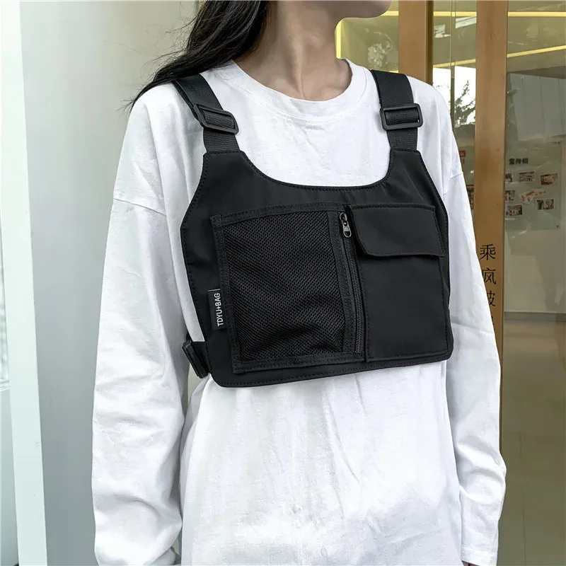 hip-hop streetwear unisexe poitrine plate-forme sac haute qualité nylon poitrine sacs multi-fonction tactique gilet sac à dos