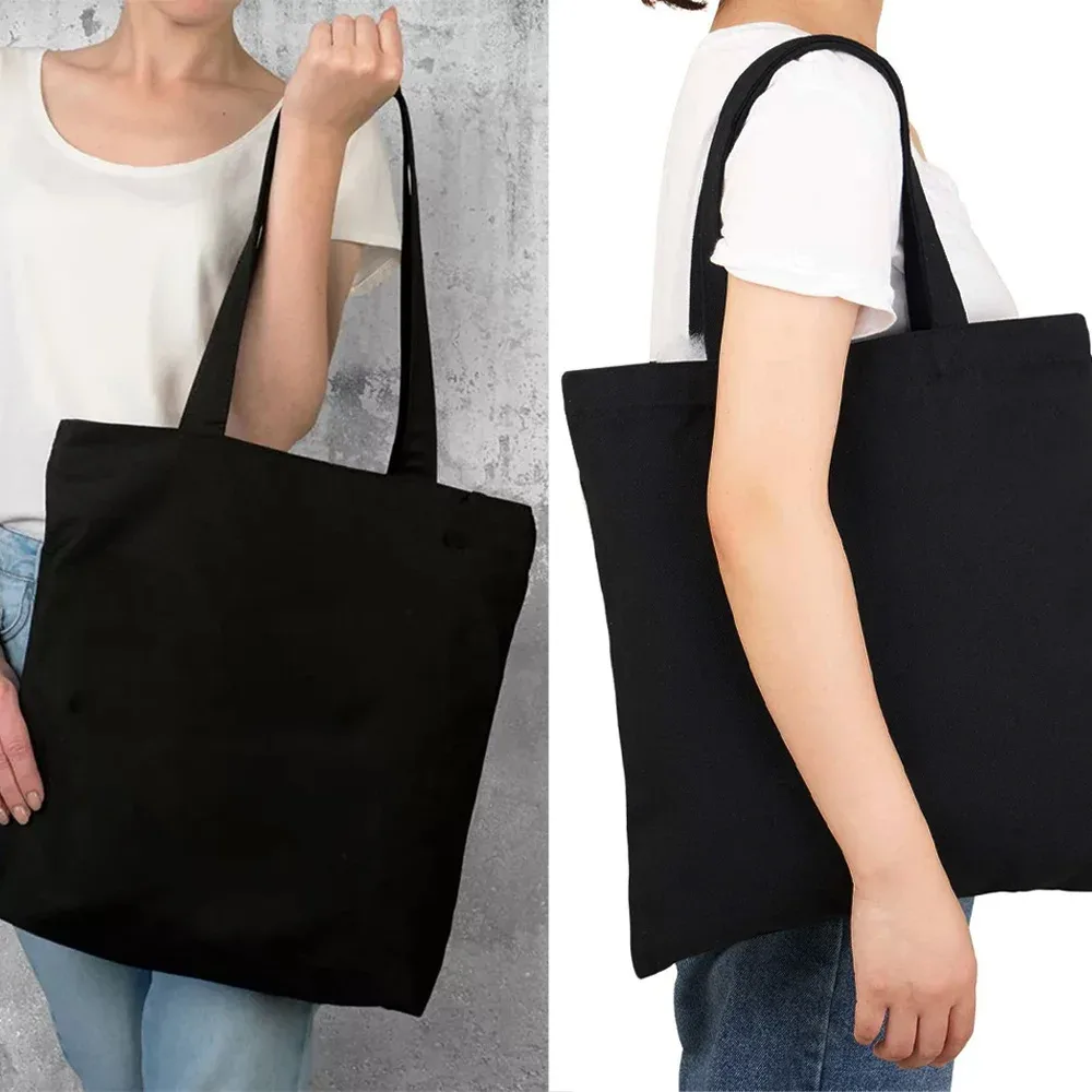 sac de shopping écologique pour femmes, sac à bandoulière portable pliable noir, sac à main réutilisable de grande capacité avec lettres, fourre-tout bolsos