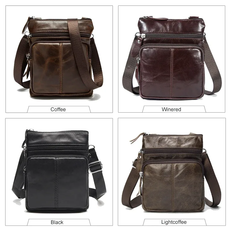 sac à bandoulière vintage en cuir véritable pour homme, sac à main messenger, étui à bombes, sac principal, initié, noir, 2020