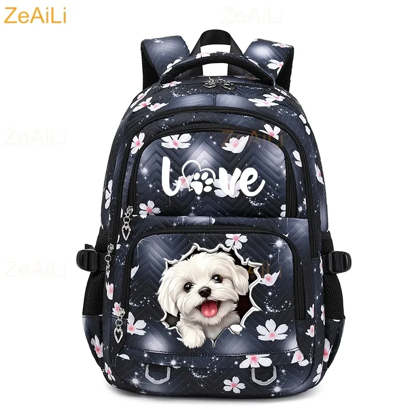 sac à dos imperméable pour femmes, motif libellule et floral, sac de voyage pour adolescentes, cartable pour adolescentes, mochila
