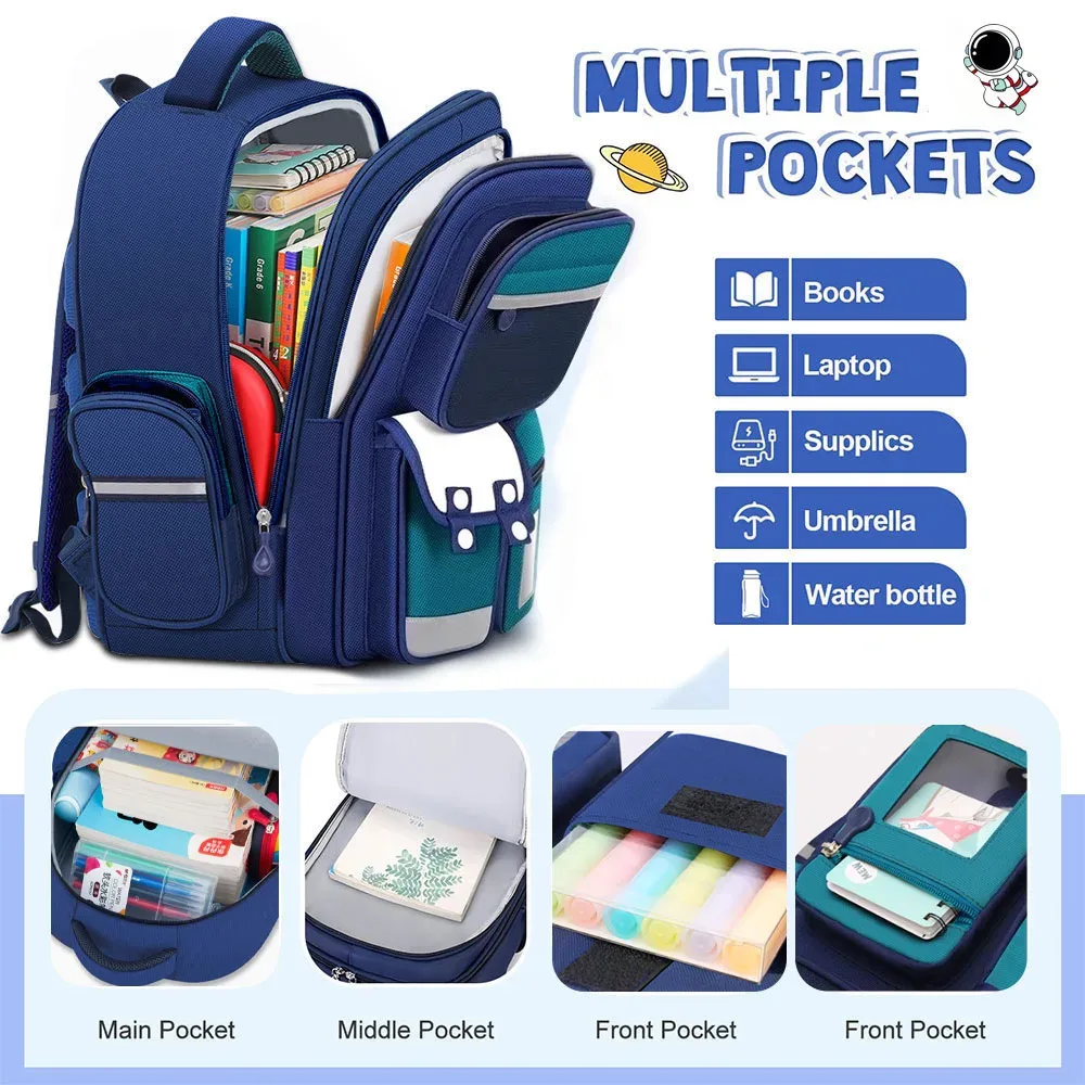 sac dos nylon astronaute étoiles bleu foncé pochette déjeuner pochette crayons sacs scolaires grande capacité préppy