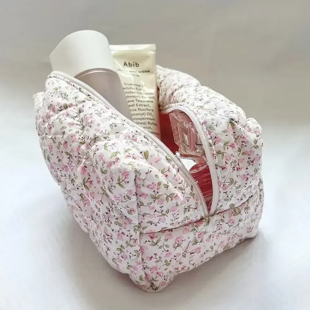 sac de maquillage à fermeture éclair imprimé fleur, organisateur de rangement, accessoire de maquillage, sac à main de toilette, pochette à cosmétiques, grand sac à cosmétiques de voyage