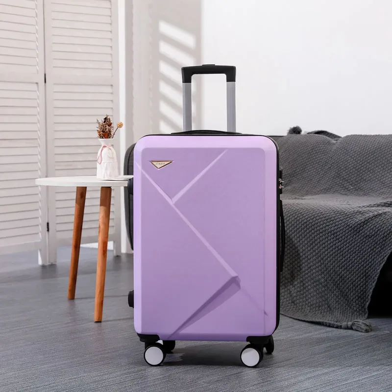 valise abs plastique dur motif géométrique lignes diagonales relief gris rose blanc jaune vert bleu rouge bagage affaires voyage