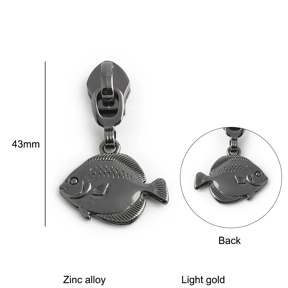 5/10/15/20pcs animaux marins # 5 têtes de fermeture éclair en nylon, curseurs de fermeture éclair pour la décoration de bagages, vestes et sacs à dos, accessoires diy