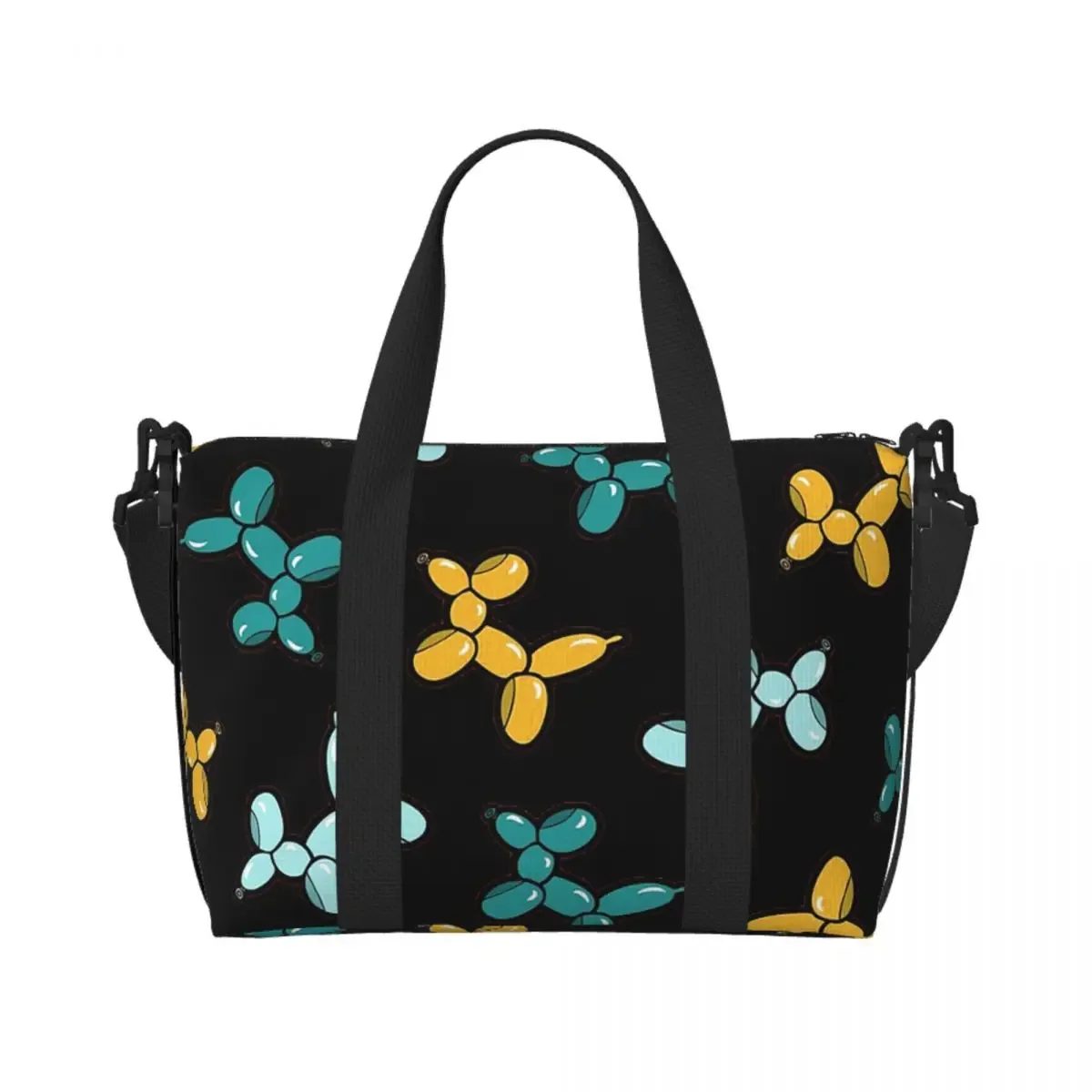 sac de voyage de plage rouge à motif de chiens d'animaux en ballon, fourre-tout de grande capacité pour salle de sport, yoga, sac à bandoulière de shopping pour femmes