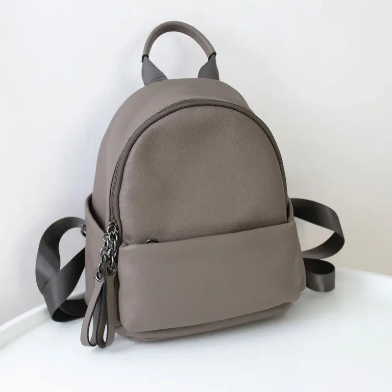 Grand Sac à Dos en Cuir de Vache Souple pour Femme, Noir, Gris, Haute Qualité, Loisirs, Affaires, Voyage, Nouvelle Collection