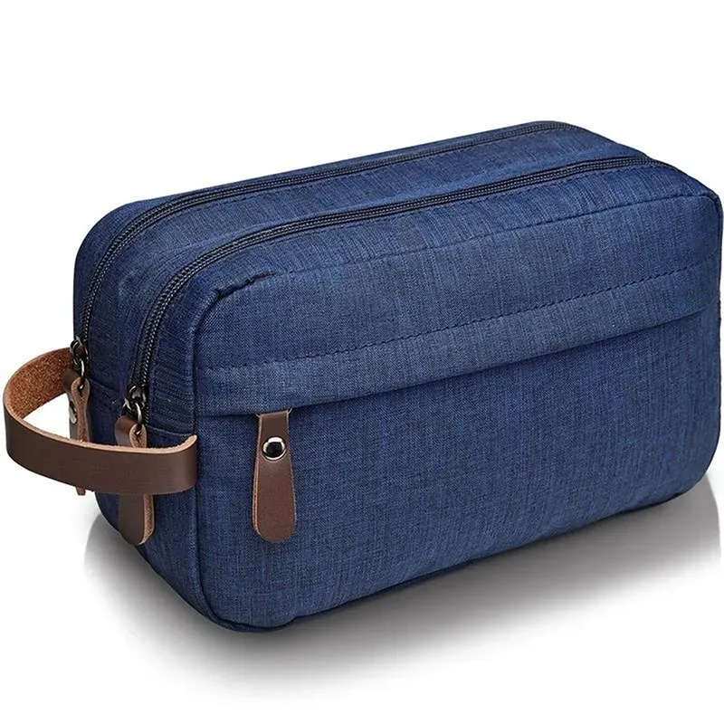 sac à cosmétiques en toile décontracté avec poignée en cuir, sac de voyage pour hommes, lavage, rasage, femmes, rangement de toilette, sac de rangement étanche