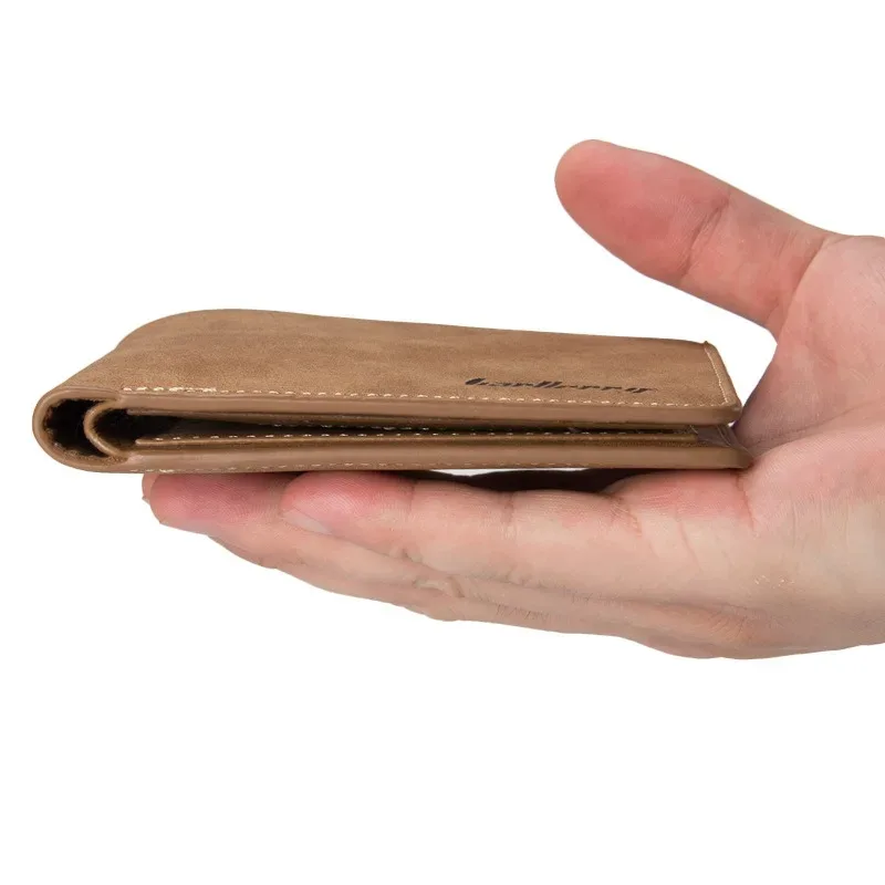 portefeuille court en cuir sablé fin pour homme baellerry, porte-cartes multiples, organisateur de cartes de permis de conduire simple et professionnel