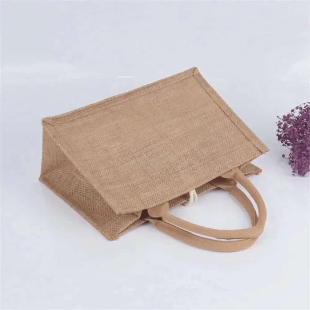sac fourre-tout en toile de jute réutilisable, sacs à main faits à la main, fourre-tout multifonctionnel, sac d'épicerie vintage, cadeau de mariage et d'anniversaire