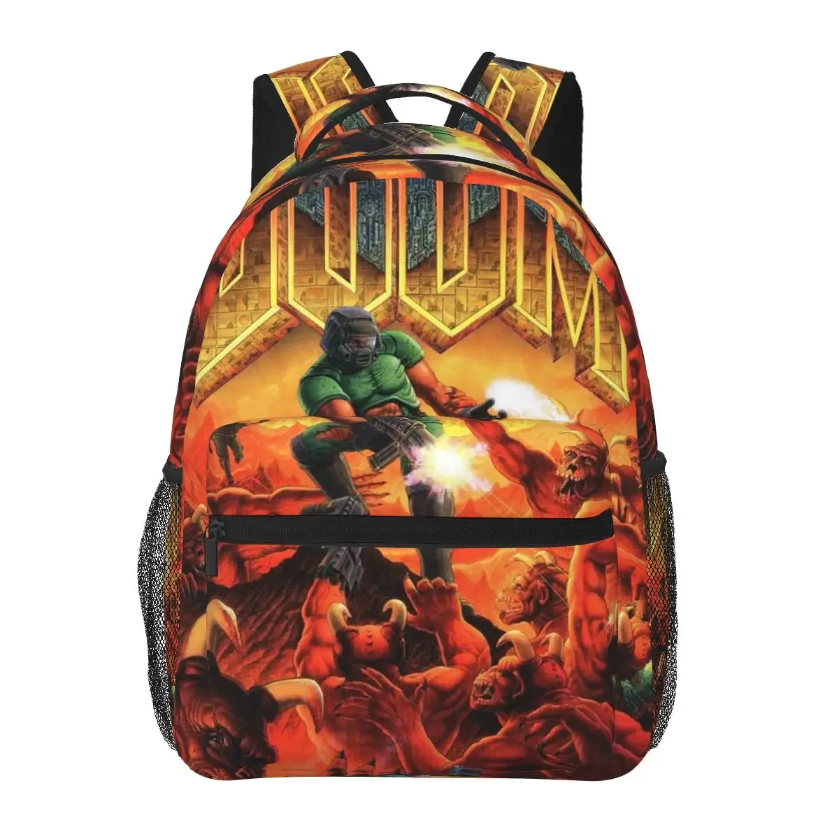 og doom slayer – sac à dos de jeu pour étudiants, sac d'école, sac à dos de randonnée, de voyage, pour garçons et filles, sac à livres à la mode, sacs à bandoulière