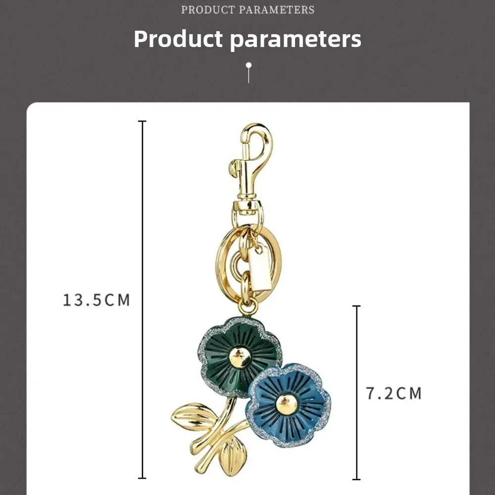 sac dos ornementation fleurs vertes bleues anneau doré pétales brillants feuilles vertes accessoire voyage chic vintage