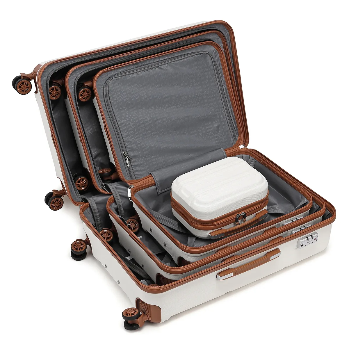 kono 4 pièces coffre dur coffre ensemble léger abs roues jumelles chariots tsa serrure valise ensemble s-m-l-xl