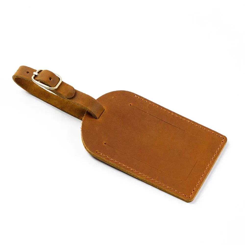 étiquette de bagage en cuir personnalisée avec nom, en cuir de vachette pleine fleur, pour carte d'embarquement et valise, design créatif