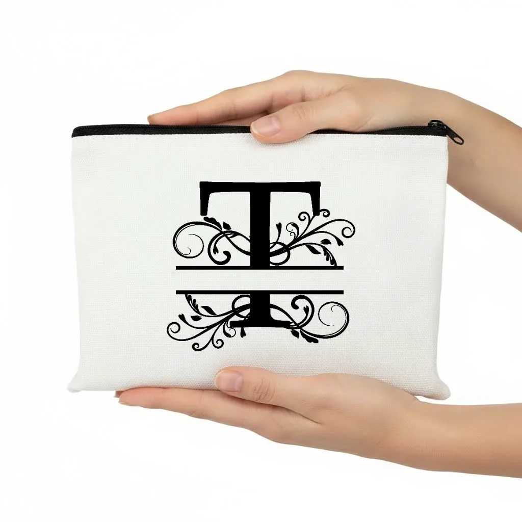 1pc trousse de maquillage personnalisable avec monogramme - pochette de voyage légère, pliable et durable avec fermeture éclair et impression de lettres personnalisées