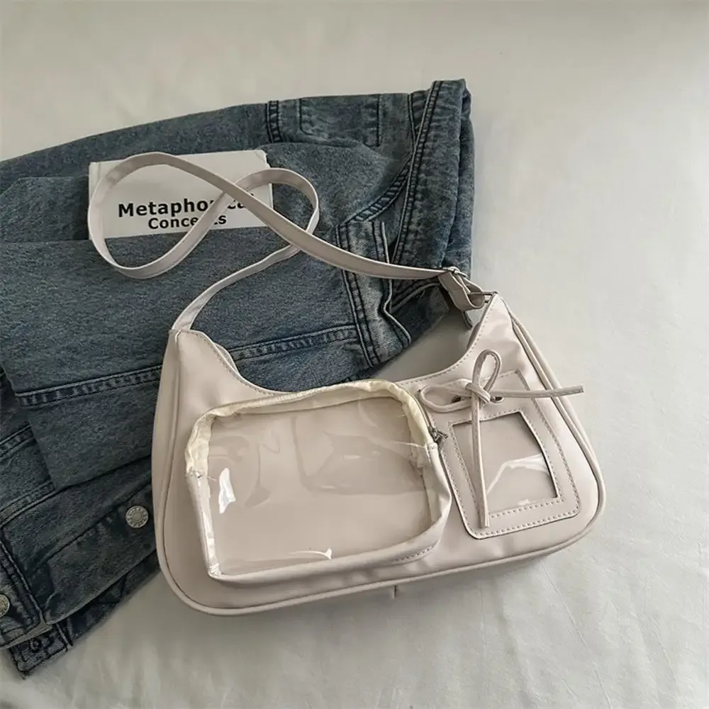 y2k mignon nœud ita sac fille transparent sac de messager femmes mode épaule sac à bandoulière ladys bricolage badge sac fourre-tout lolita sac à main