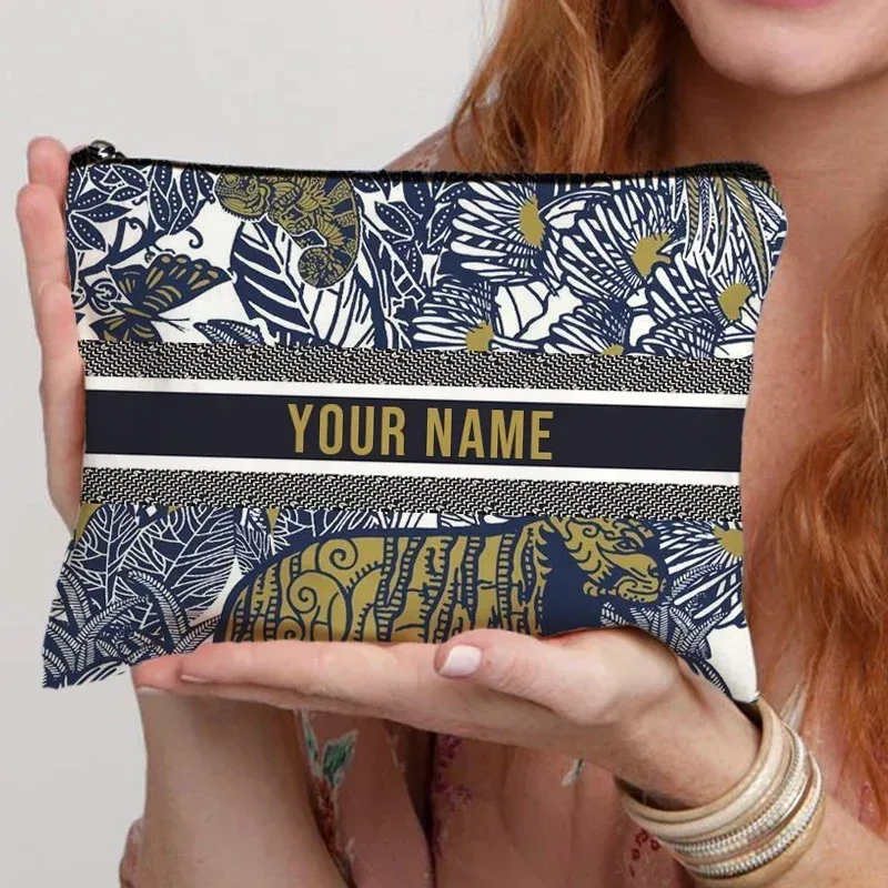 organisateur de cosmétiques de voyage avec nom personnalisé, pochette de rangement pour fournitures de bureau pour femmes, sac de maquillage en toile cadeau personnalisé, trousse à crayons