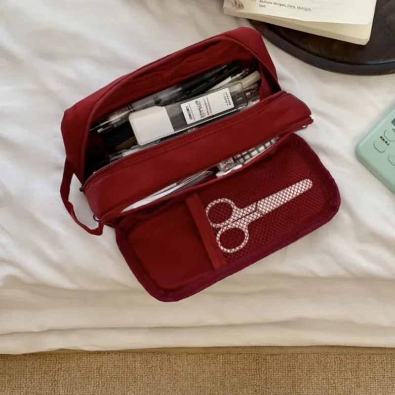 sac à cosmétiques portable, trousse de maquillage de voyage grande capacité, organiseur pour femmes, trousse de toilette pour voyager avec poignée et séparateur