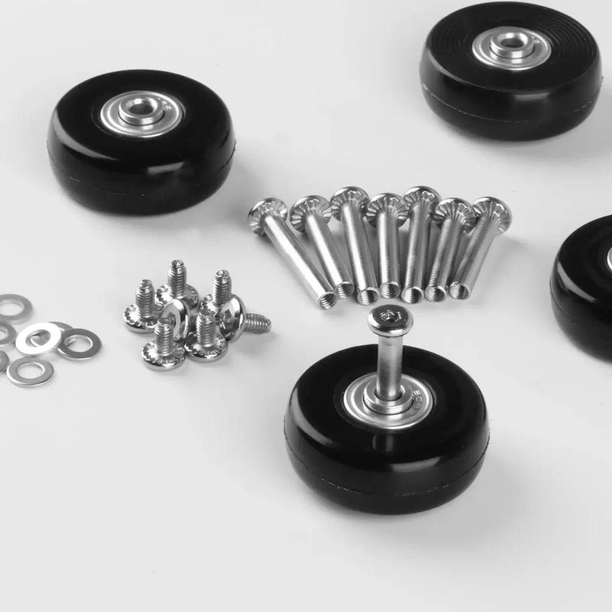 Lot de 4 roulettes de rechange en caoutchouc 50x18mm pour valise (noir)