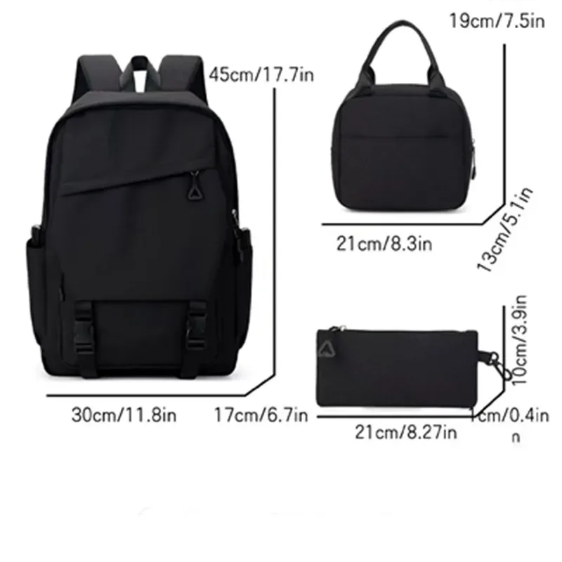 lot de 3 sacs à dos pour étudiants, sacs d'école pour garçons et filles, sacs fourre-tout pour adolescents, hommes et femmes, pochette, sacs à dos en nylon, sacs de voyage