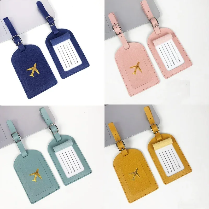 étiquette de bagage d'avion en cuir pu, bonbons, dopamine, estampage de plan de document, papier de signature, étiquettes de bagage d'avion, mode