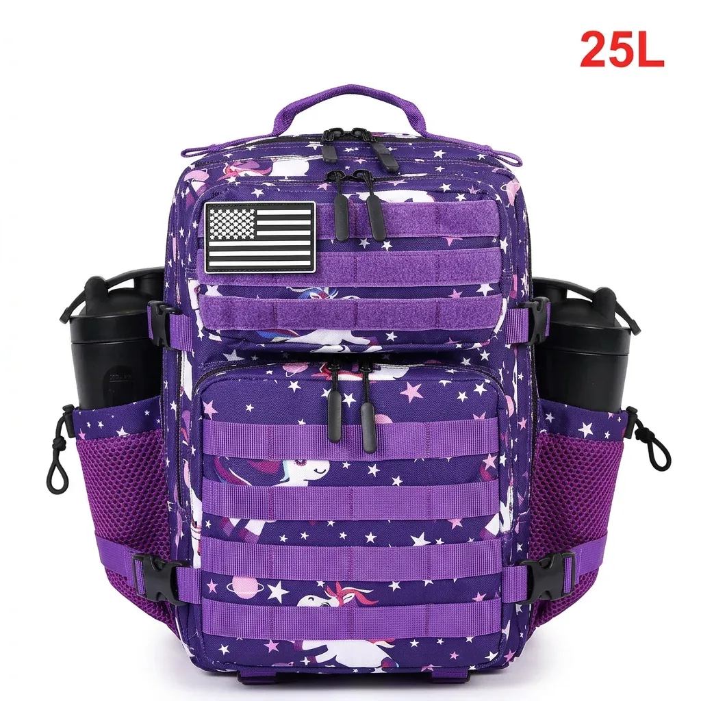 sac à dos tactique 25l pour femmes voyage en plein air randonnée bug out sac week-end exercice athlétisme sac à dos de gymnastique avec double porte-gobelet