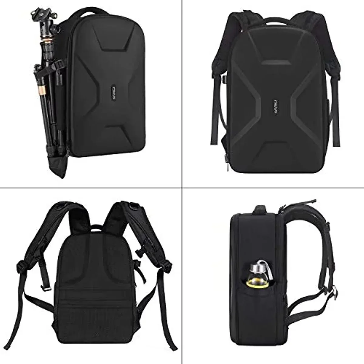 sac à dos pour appareil photo de photographie dslr, coque rigide étanche de 15 à 16 pouces avec support pour trépied et compartiment pour ordinateur portable canon/nikon/sony