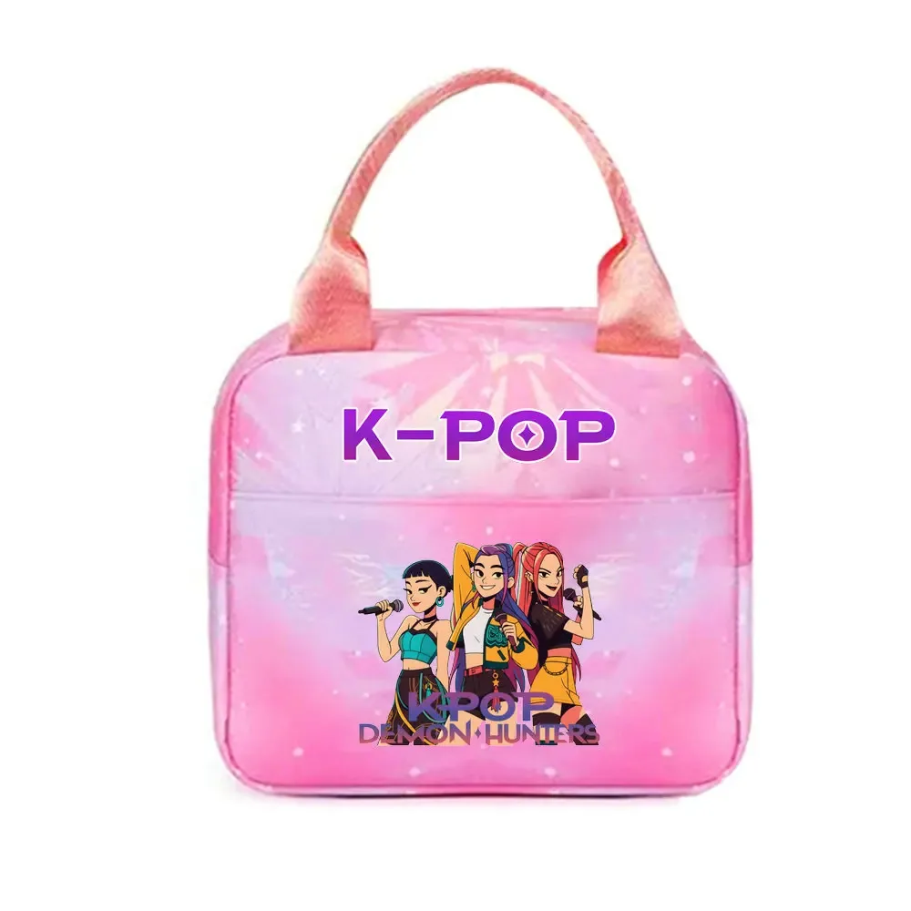 kpop demon hunters office workers avec sac à déjeuner portable isolé de grande capacité, sac à bandoulière à double usage
