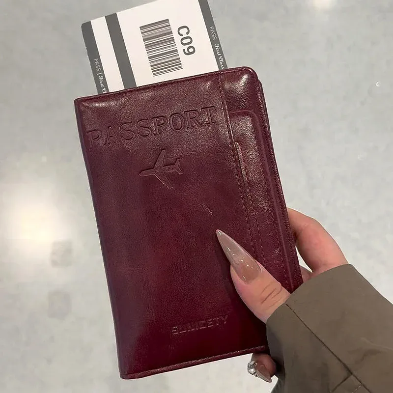 housse de passeport multifonctionnelle en cuir, porte-passeport, organisateur de documents de voyage, fente pour cartes et billets, pour hommes et femmes, voyage
