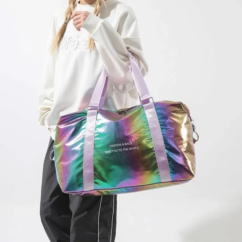 sac de voyage en nylon avec fermeture éclair symphonie nacrée pour jeunes, sac de sport de grande capacité avec lettres imprimées, offre spéciale, 2026
